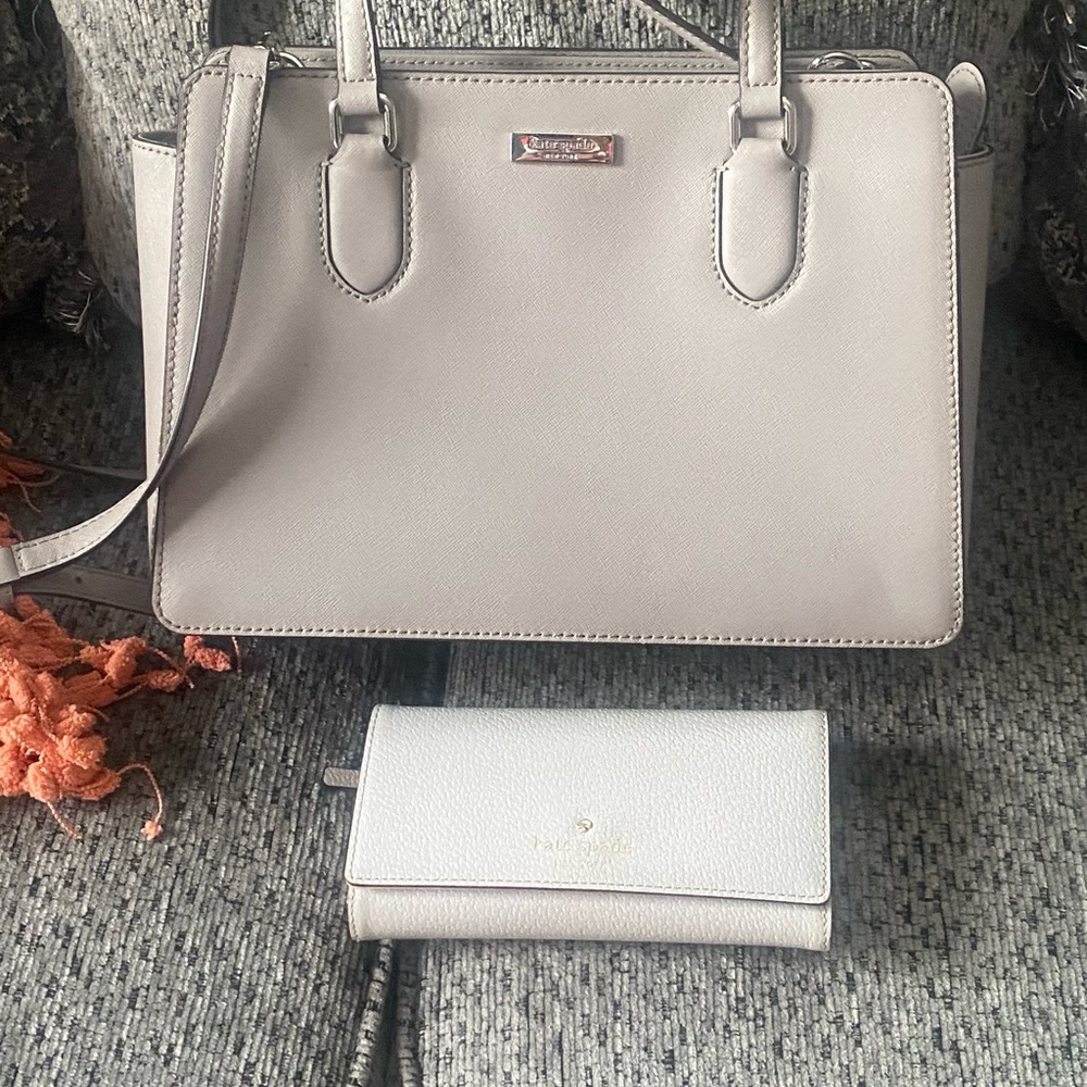 Kate Spade Gray Handbag and Wallet Set